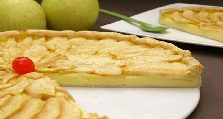 preparar tarta de manzana con crema pastelera